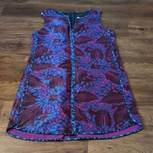 J. Crew Blue & Pink Shimmering Floral Dress PP